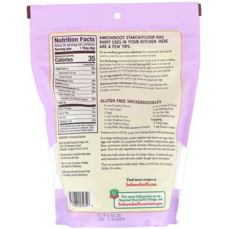澱粉, 混合物: Bob's Red Mill, Arrowroot Starch/Flour, Gluten Free, 16 oz (454 g)