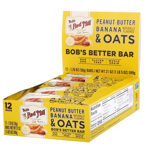 Bob's Red Mill, Bob's Better Bar, Peanut Butter Banana & Oats, 12 Bars, 1.76 oz (50 g) Each Review