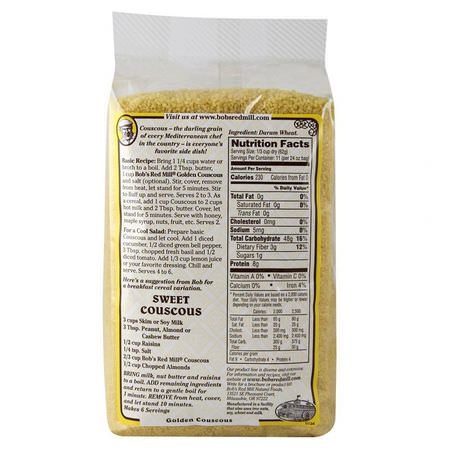 麵包, 穀物: Bob's Red Mill, Golden Couscous, 24 oz (680 g)