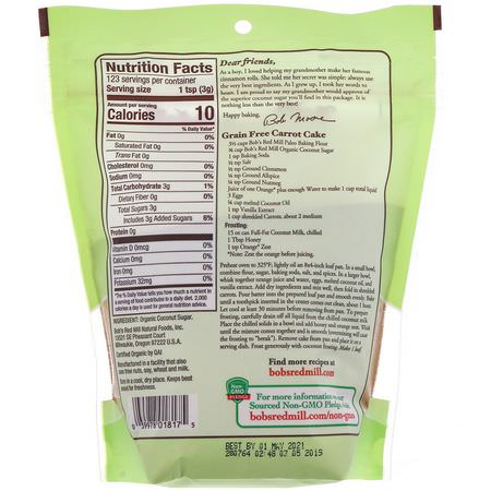椰子糖, 甜味劑: Bob's Red Mill, Organic Coconut Sugar, 13 oz (369 g)