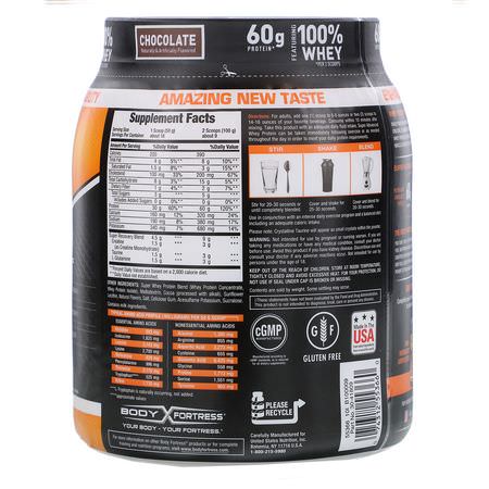 乳清蛋白, 運動營養: Body Fortress, Super Advanced Whey Protein, Chocolate, 2 lb (907 g)