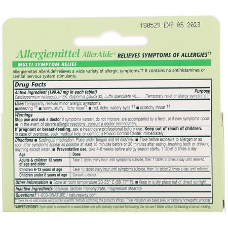 順勢療法, 草藥: Boericke & Tafel, Allergy Relief, Allergiemittel AllerAide, 40 Tablets