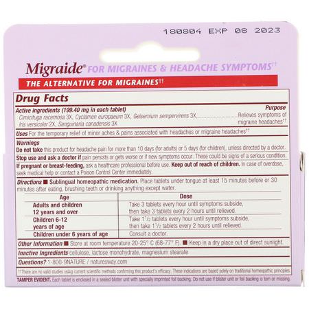 止痛, 急救: Boericke & Tafel, Migraide, 40 Tablets