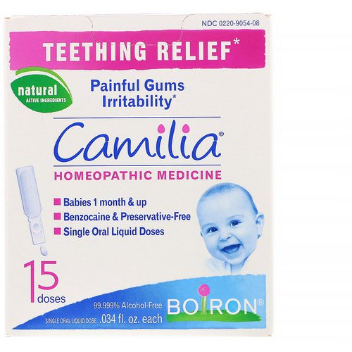 Boiron, Camilia, Teething Relief, 15 Single Liquid Doses, .034 fl oz Each Review