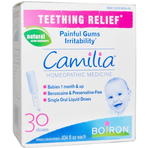 Boiron, Camilia, Teething Relief, 30 Single Liquid Doses, .034 fl oz Each Review