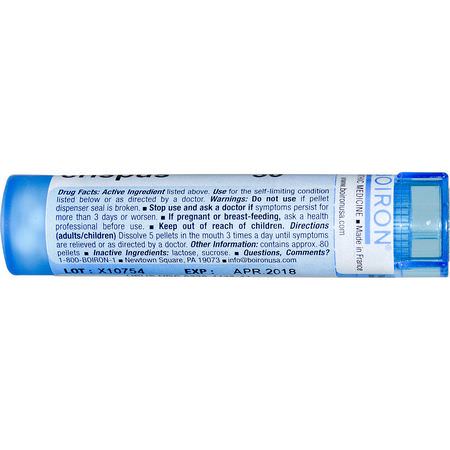 Rumex脆皮, 順勢療法: Boiron, Single Remedies, Rumex Crispus, 30C, Approx 80 Pellets
