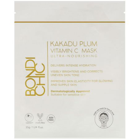面膜, 口罩: Bondi Chic, Kakadu Plum, Vitamin C Mask, 1 Sheet, 1.24 fl oz (35 g)