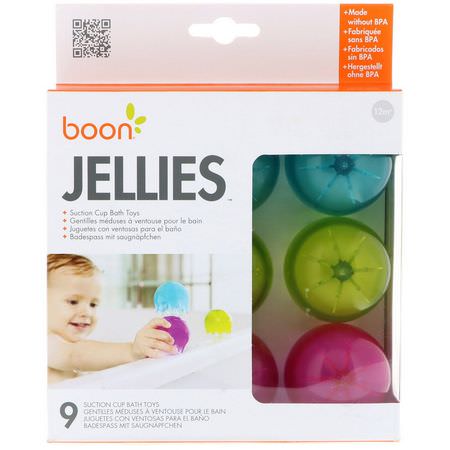 浴室玩具, 兒童玩具: Boon, Jellies, Suction Cup Bath Toys, 12+ Months, 9 Suction Cup Bath Toys