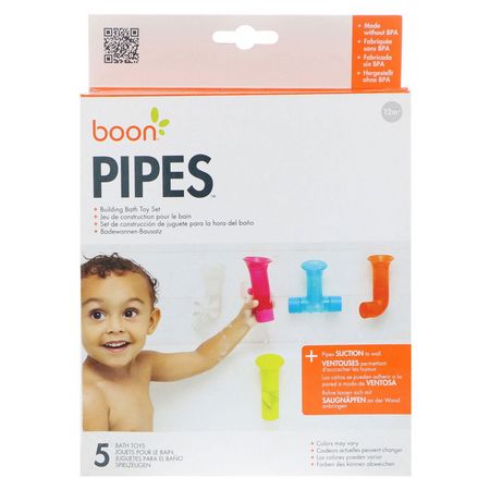 浴室玩具, 兒童玩具: Boon, Pipes, Building Bath Toy Set, 12+ Months, 5 Bath Toys