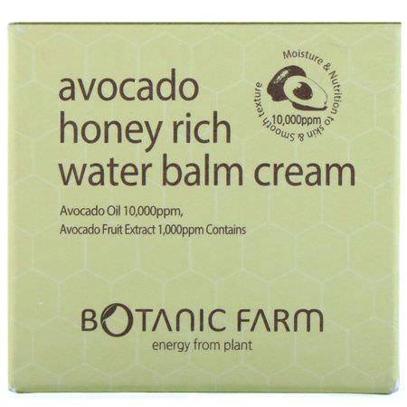 K美容保濕霜, 乳霜: Botanic Farm, Avocado Honey Rich Water Balm Cream, 50 ml