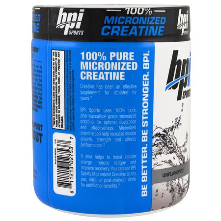 BPI Sports Creatine Monohydrate Micronized Creatine - 一水化肌酸微粉, 肌酸, 肌肉發達者