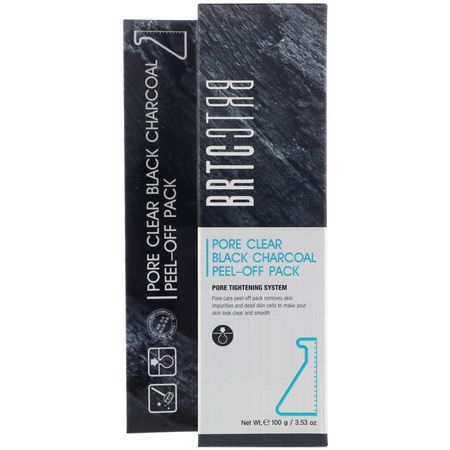 面部去角質, K美容面膜: BRTC, Pore Clear Black Charcoal Peel-Off Pack, 3.53 oz (100 g)