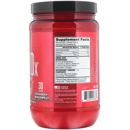 BCAA, 氨基酸: BSN, Amino-X, Endurance & Recovery, Strawberry Dragonfruit, 15.3 oz (435 g)