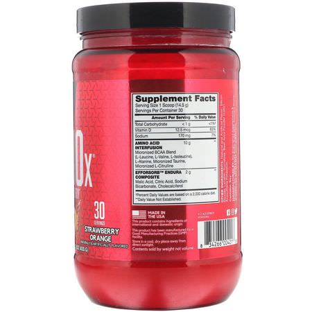 BCAA, 氨基酸: BSN, Amino-X, Endurance & Recovery, Strawberry Orange, 15.3 oz (435 g)