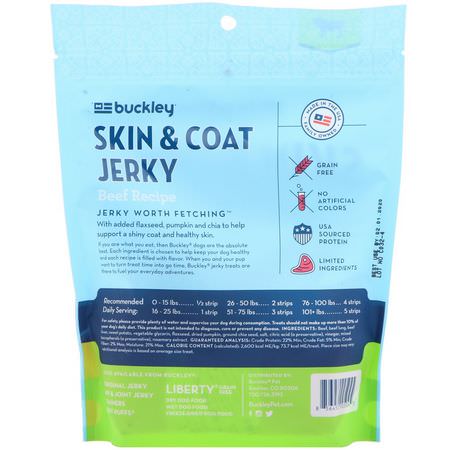 : Buckley, Skin & Coat Jerky, Dog Treats, Beef Recipe, 5 oz (141.7 g)