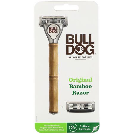 剃刀, 脫毛: Bulldog Skincare For Men, Original Bamboo Razor, Two 5-Blade Cartridges