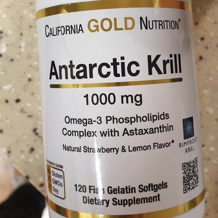 California Gold Nutrition, Antarctic Krill Oil, Natural Strawberry & Lemon Flavor, 1000 mg, 120 Fish Gelatin Softgels