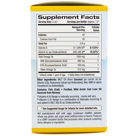 Omegas, 兒童DHA: California Gold Nutrition, Baby's DHA, 1050 mg, Omega-3s with Vitamin D3, 2 fl oz (59 ml)