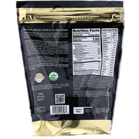 植物性, 植物性蛋白: California Gold Nutrition, Chocolate Plant-Based Protein, Vegan, Easy to Digest, 2 lb (907 g)