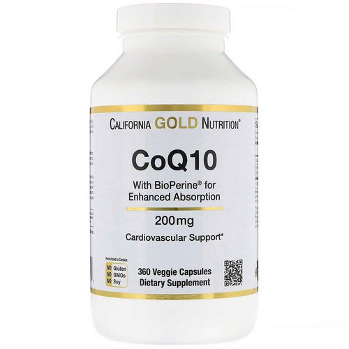 California Gold Nutrition, CoQ10 USP with Bioperine, 200 mg, 360 Veggie Capsules Review
