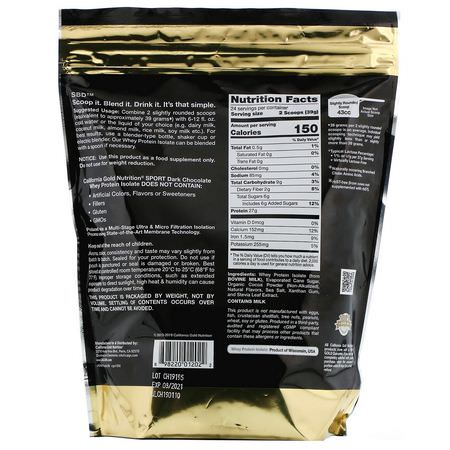 乳清蛋白, 運動營養: California Gold Nutrition, Dark Chocolate Whey Protein Isolate, 2 lbs (908 g)