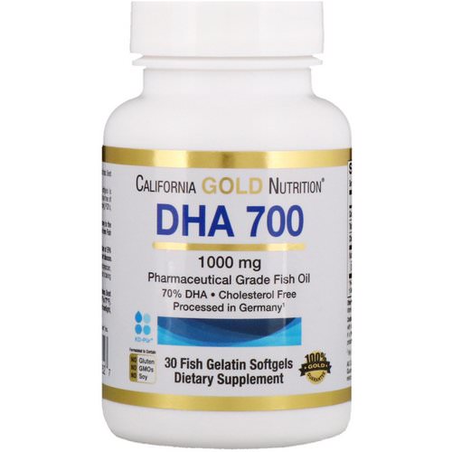 California Gold Nutrition, DHA 700 Fish Oil, Pharmaceutical Grade, 1000 mg, 30 Fish Gelatin Softgels Review