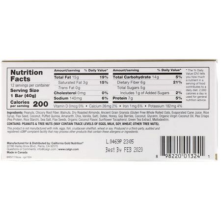 California Gold Nutrition CGN Snack Bars Plant Based Protein Bars - 基於植物的蛋白質棒