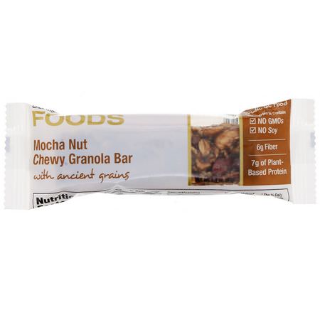 基於植物的蛋白質棒: California Gold Nutrition, Foods, Mocha Nut Chewy Granola Bar, 1.4 oz (40 g)