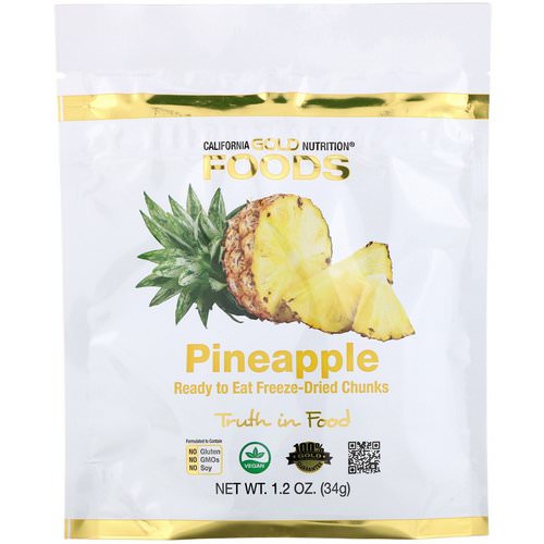 California Gold Nutrition, Freeze Dried Pineapple, Ready to Eat Whole Freeze-Dried Chunks, 1 oz (34 g) Review