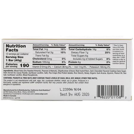 California Gold Nutrition CGN Plant Based Protein Bars Snack Bars - 零食棒, 植物性蛋白棒, 蛋白質棒, 巧克力蛋糕