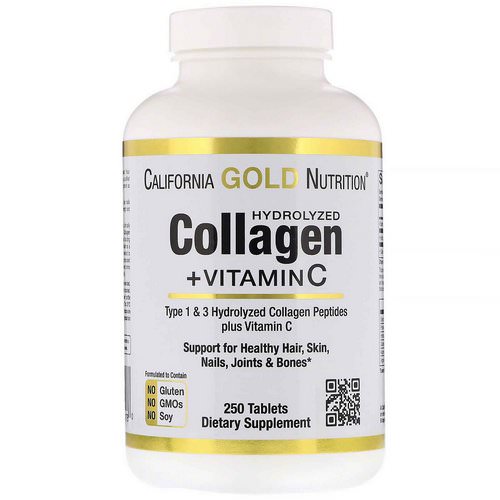 California Gold Nutrition, Hydrolyzed Collagen Peptides + Vitamin C, Type 1 & 3, 6,000 mg, 250 Tablets Review