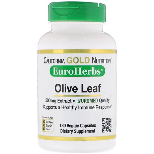 California Gold Nutrition, Olive Leaf Extract, EuroHerbs, European Quality, 500 mg, 180 Veggie Capsules Review