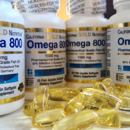 California Gold Nutrition, Omega 800 by Madre Labs, Pharmaceutical Grade Fish Oil, 80% EPA/DHA, Triglyceride Form, 1000 mg, 30 Fish Gelatin Softgels