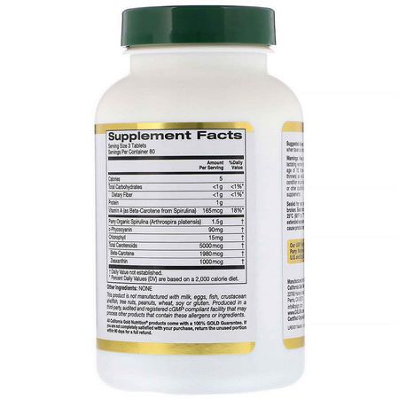螺旋藻, 藻類: California Gold Nutrition, Organic Spirulina, 500 mg, 240 Tablets