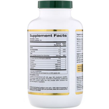 螺旋藻, 藻類: California Gold Nutrition, Organic Spirulina, USDA Certified, 500 mg, 720 Tablets