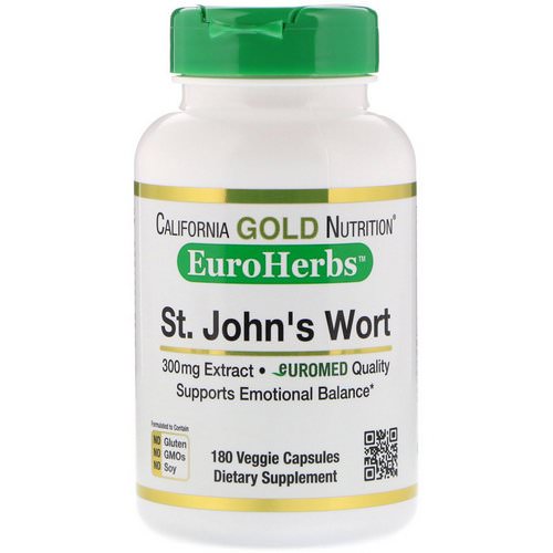 California Gold Nutrition, St. John's Wort Extract, EuroHerbs, European Quality, 300 mg, 180 Veggie Capsules Review