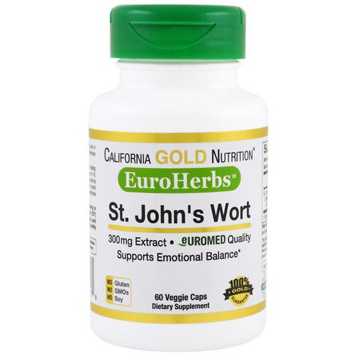 California Gold Nutrition, St. John's Wort Extract, EuroHerbs, European Quality, 300 mg, 60 Veggie Caps Review