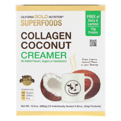 California Gold Nutrition, Superfoods, Collagen Coconut Creamer, Unsweetened, 12 Packets 0.85 oz (24 g) Each Review