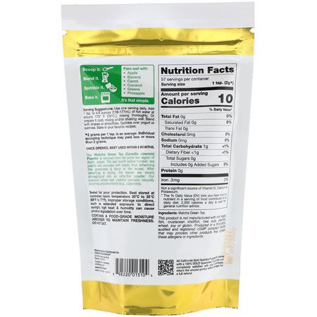 綠茶, 抹茶: California Gold Nutrition, Superfoods, Matcha Green Tea Powder, 4 oz (114 g)