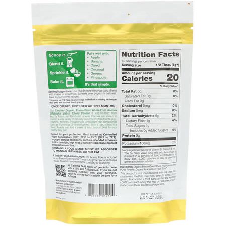 水果, 超級食品: California Gold Nutrition, Superfoods, Organic Acerola Powder, 8.5 oz (240 g)