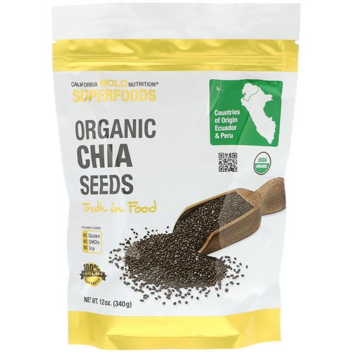 California Gold Nutrition, Superfoods, Organic Chia Seeds, 12 oz (340 g) Review