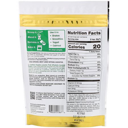 Lucuma, 超級食品: California Gold Nutrition, Superfoods, Organic Lucuma Fruit Powder, 8.5 oz (240 g)