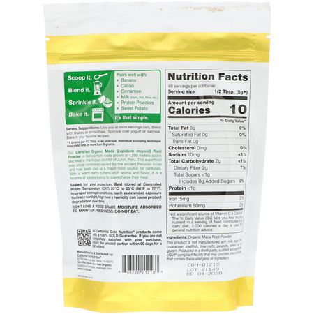 瑪咖, 順勢療法: California Gold Nutrition, Superfoods, Organic Maca Root Powder, 8.5 oz (240 g)