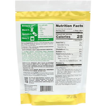 馬基漿果, 超級食品: California Gold Nutrition, Superfoods, Organic Maqui Powder, 8.5 oz (240 g)
