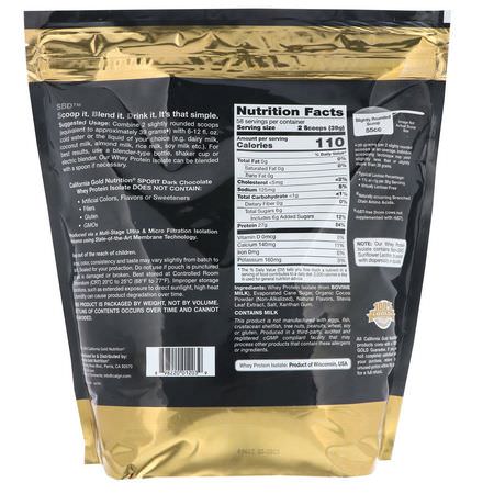 乳清蛋白, 運動營養: California Gold Nutrition, Dark Chocolate Whey Protein Isolate, 5 lbs (2270 g)