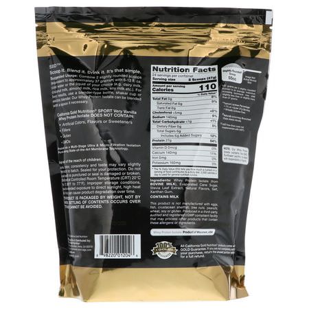 乳清蛋白, 運動營養: California Gold Nutrition, Very Vanilla Flavor Whey Protein Isolate, 2 lbs (908 g)