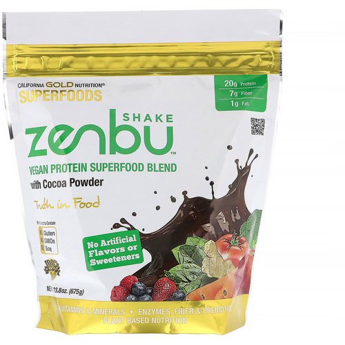 California Gold Nutrition, Zenbu Shake, Vegan Protein Superfood Blend with Cocoa Powder, 1.48 lbs (675 g) Review