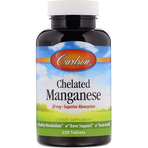 Carlson Labs, Chelated Manganese, 20 mg, 250 Tablets Review