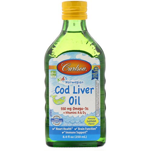 Carlson Labs, Kid's, Norwegian Cod Liver Oil, Natural Lemon Flavor, 8.4 fl oz (250 ml) Review