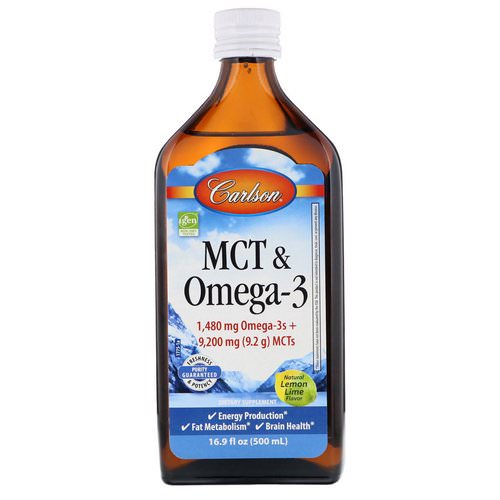 Carlson Labs, MCT & Omega-3, Natural Lemon Lime, 16.9 fl oz (500 ml) Review